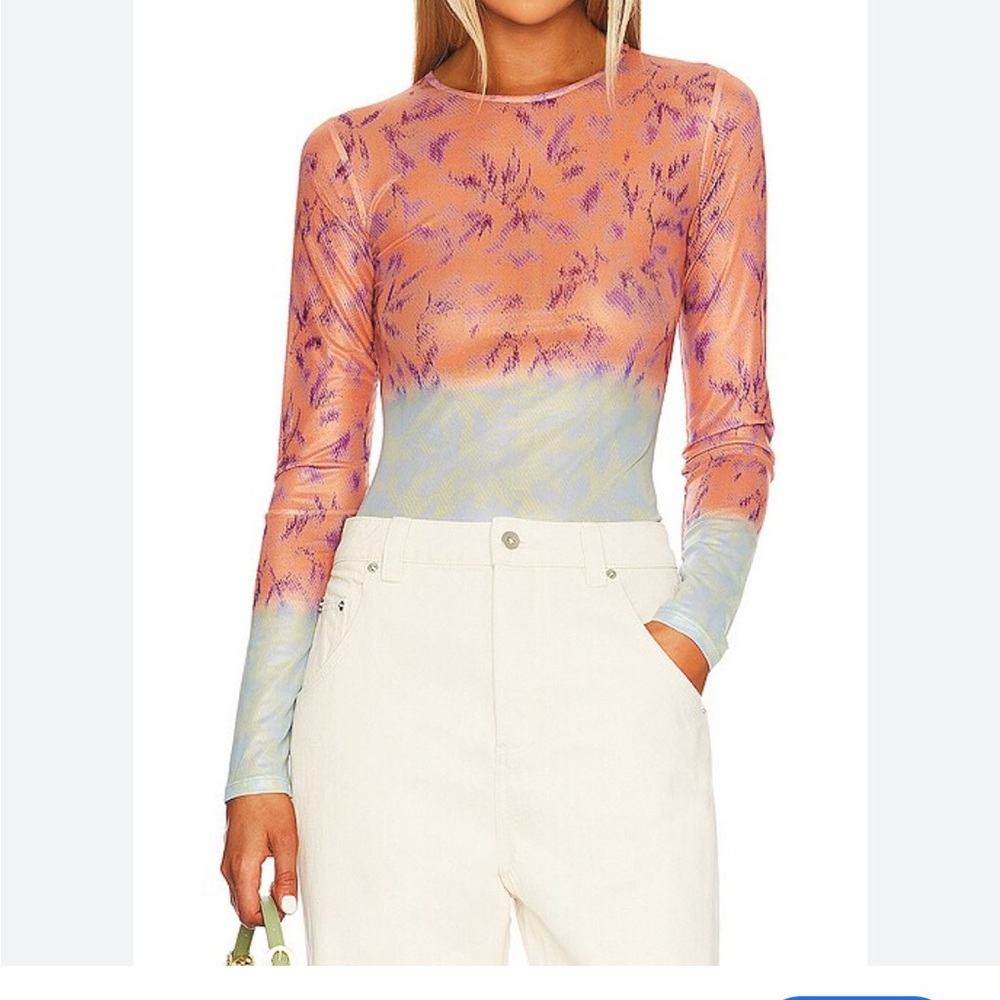 Miaou Long Sleeve Tee In Saint Ochre Sheer Mesh Ombre Festival Colorful 3XL